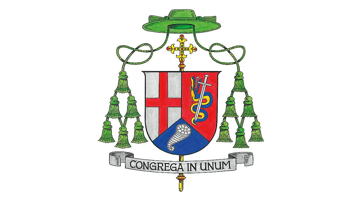 Wappen und Wahlspruch von Bischof Georg Bätzing
